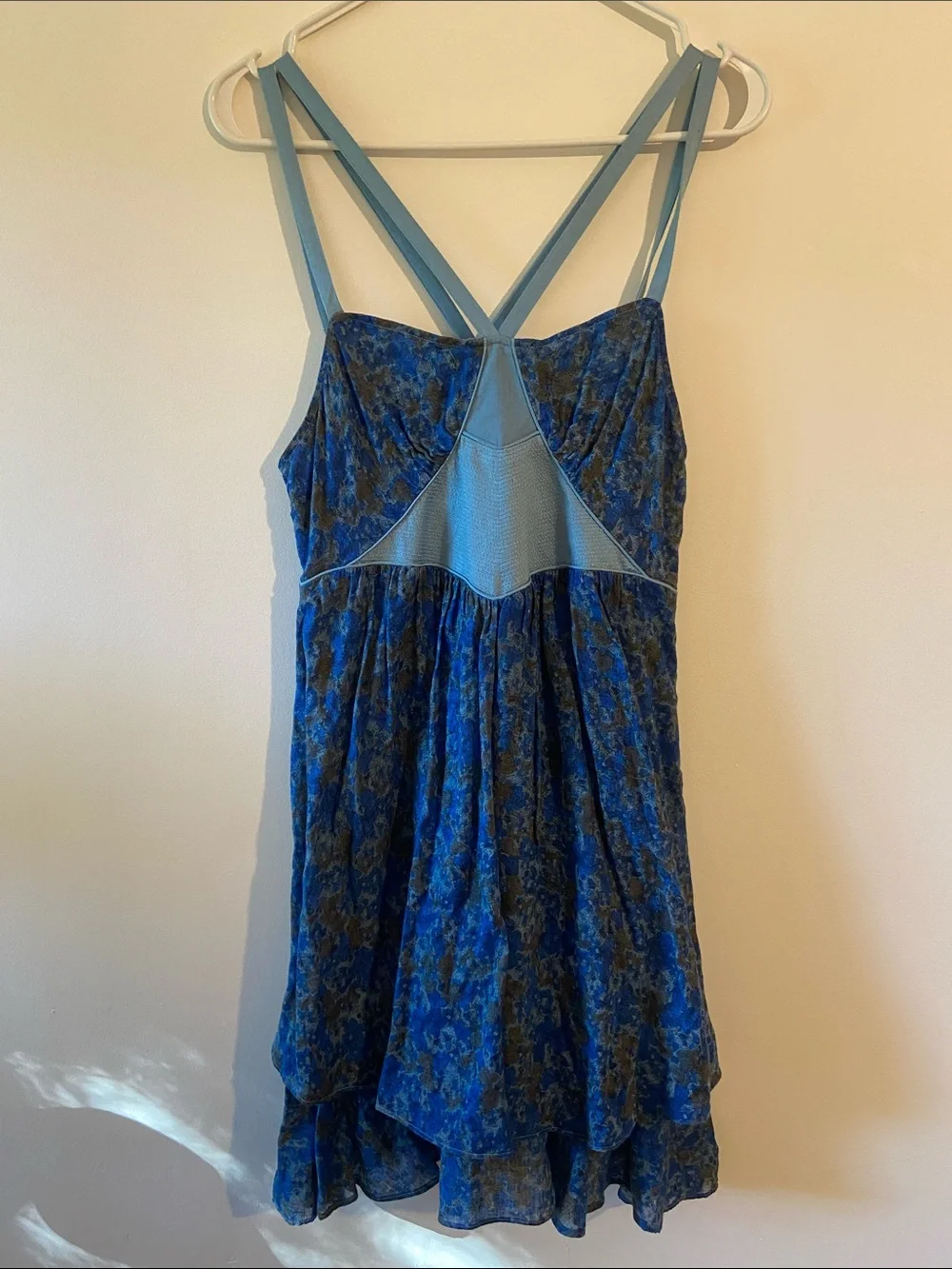 Free People Blue Floral High-Low Strappy Dress